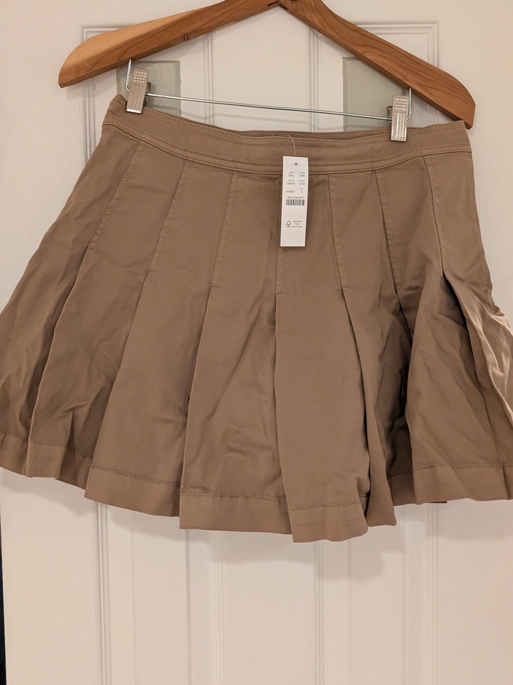 Pleated Khaki Mini Skirt